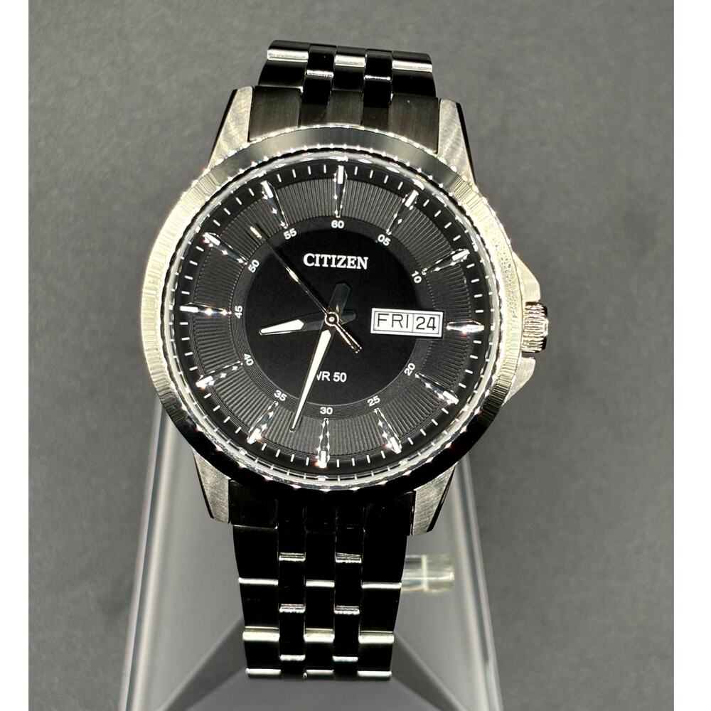 Citizen BF2011-51E Black Sunray Dial Day Date Quartz Men’s Stainless Steel Watch